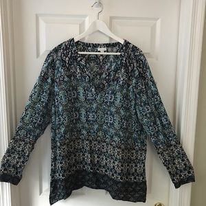 J. Jill Boho-Print Top Blues Size Large